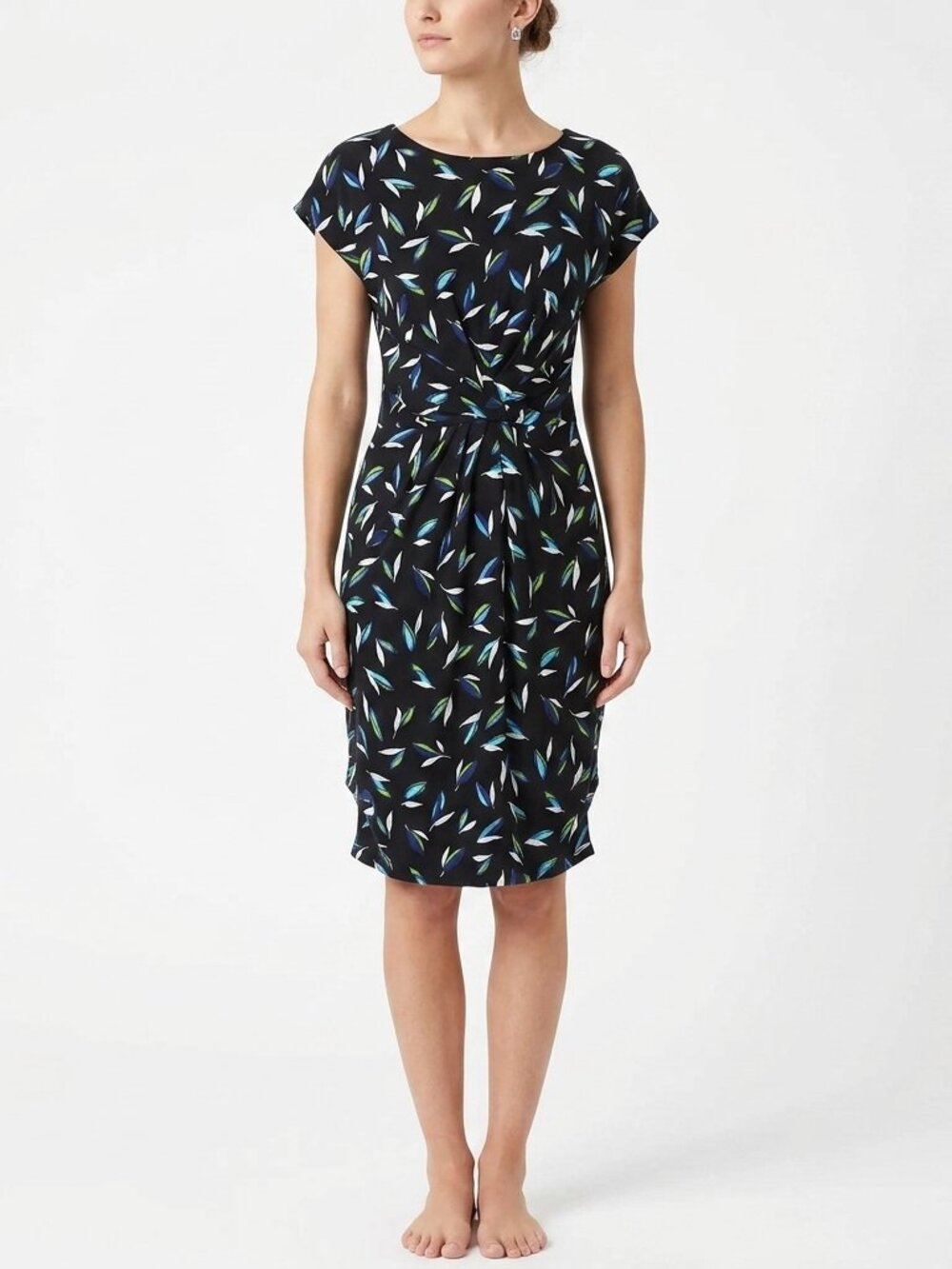 Adrianna Papell Jersey Cross Front Crew Neck Pleated Dress- Sz. 2